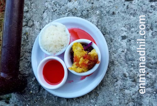 Food Offering to Nature at a Thai Restaurant